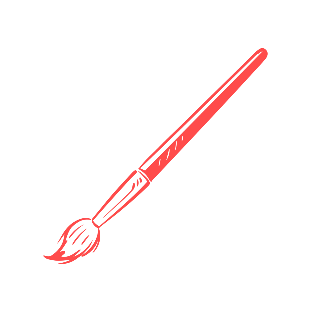 illustration d'un pinceau corail pour peinture sur céramique